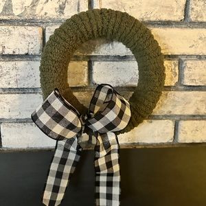 10in homemade holiday wreath. Dark green